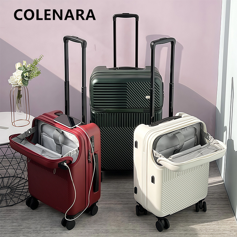 Front Opening Laptop Luggage 24 Inch - COLENARA Şarjlı Bagaj Ön Açılır Laptop