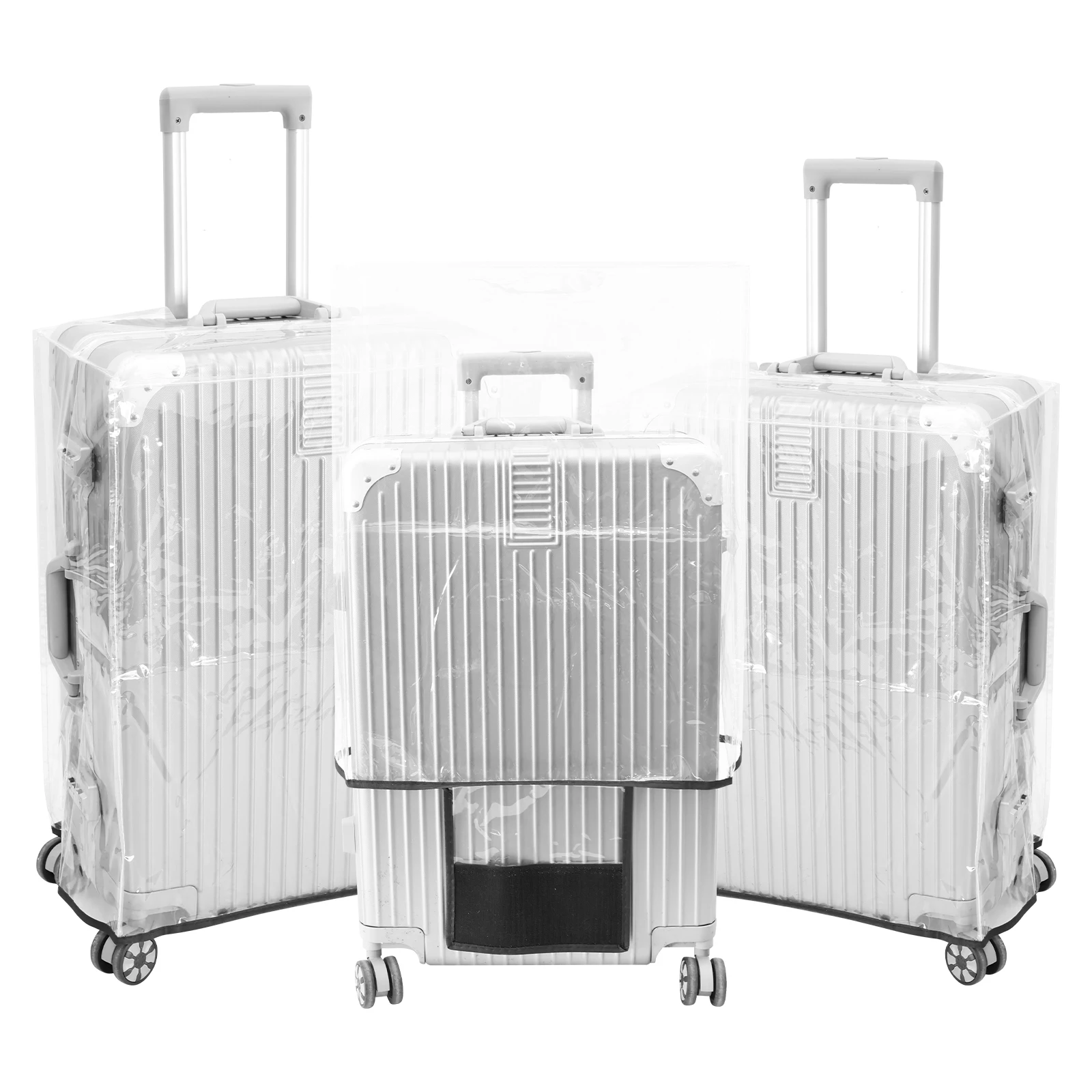 Luggage Protective Cover Transparent - 3 adet şeffaf PVC bagaj koruyucu
