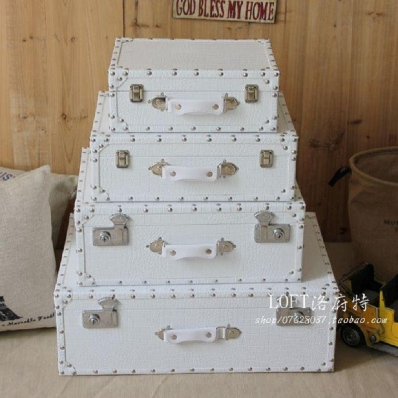 Retro Vintage Trunk Suitcase - Timsah Derisi Desenli Seyahat Çantası, Kilitli