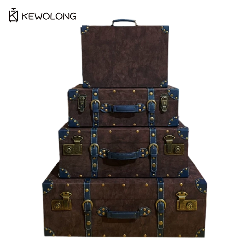 Retro Vintage Trunk Suitcase - Vintage Deri Bavul Saklama Kutusu, Açılır