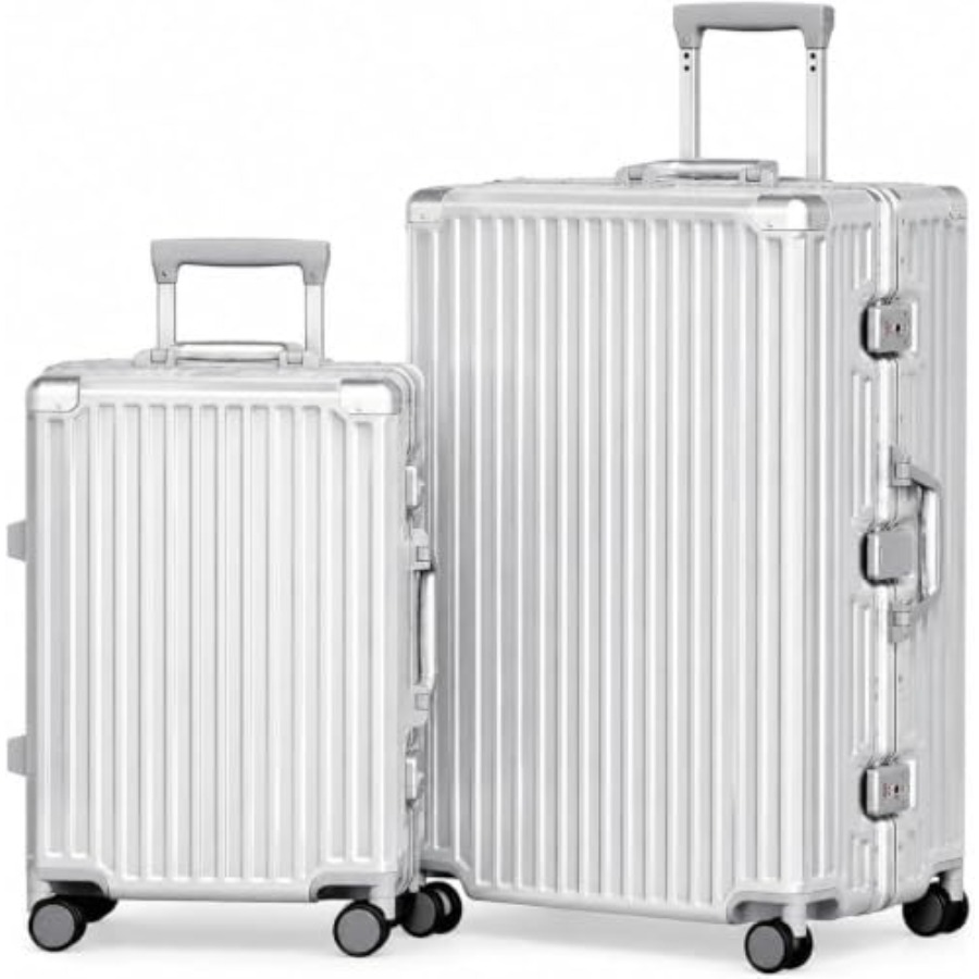 Aluminum Frame Carry On Luggage - 2 Parça Alüminyum Çerçeveli Valiz Seti,