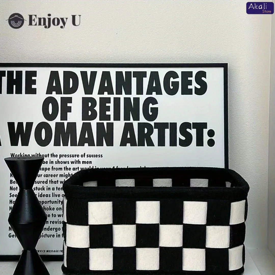 Cosmetic Bags - 2026 Siyah Beyaz Kareli Saklama Sepeti