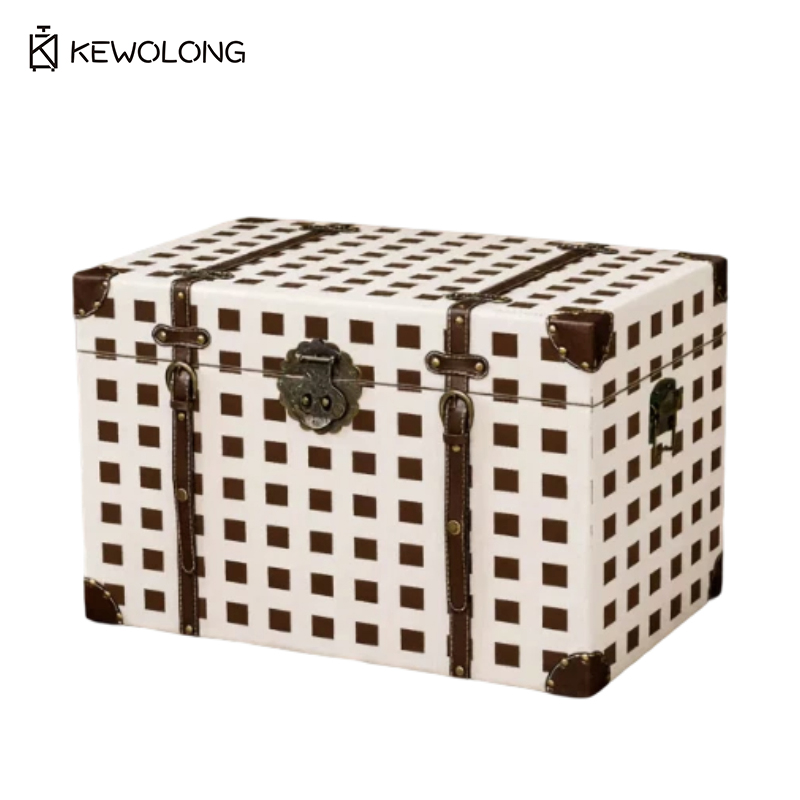 Vintage Ekose Baskılı Ahşap Sa - Retro Vintage Trunk Suitcase incelemesi ve fiyatı